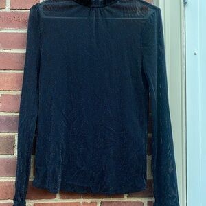 Modcloth Black Glitter Mesh Top